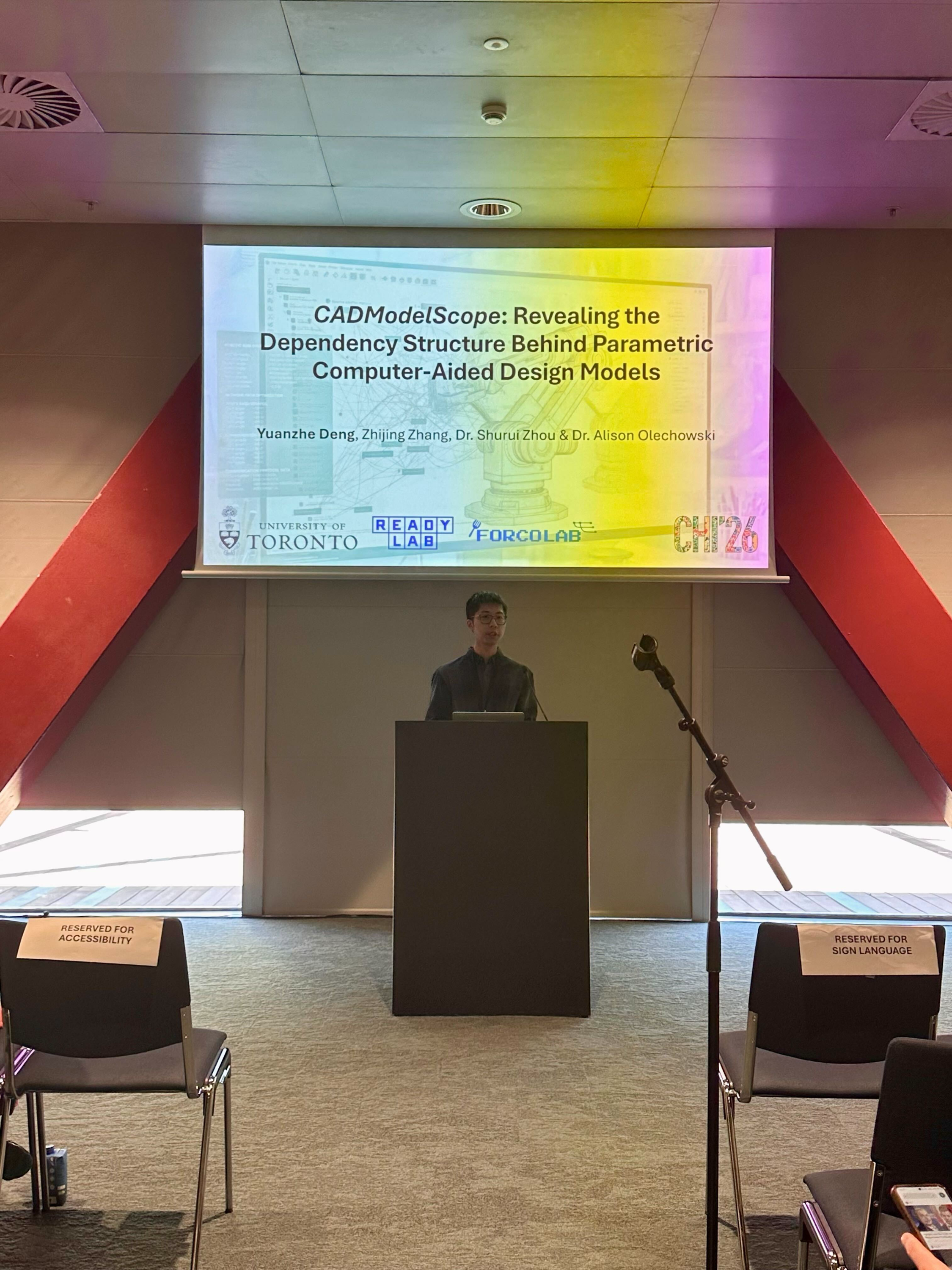 Felix Deng presenting CADModelScope at CHI2026